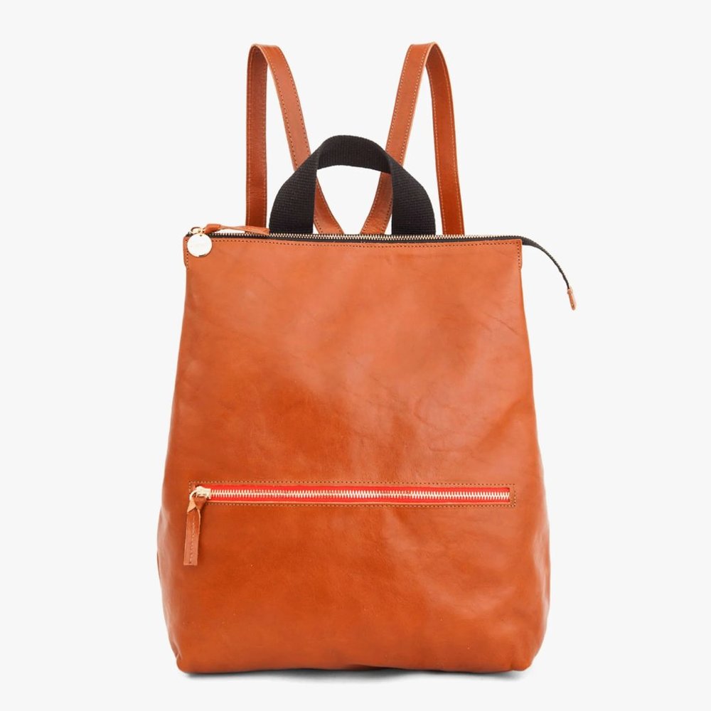 Clare V. Leather Remi Backpack in Miel / Brown